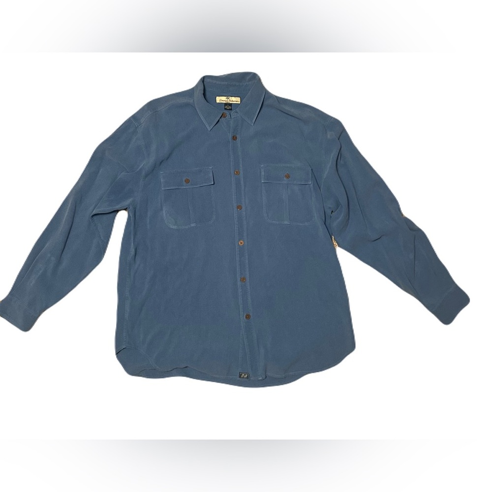 Tommy Bahama Luxury 100% Blue Silk Shirt